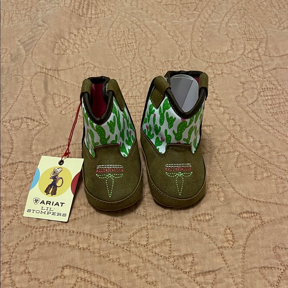 Ariat Baby Green Cactus Western Booties - Lil' Stompers Size 00